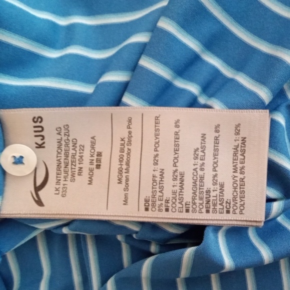 Kjus Mens Heath Polo Striped Golf Outdoors UVP Short Sleeve Shirt Size Large - Picture 5 of 9